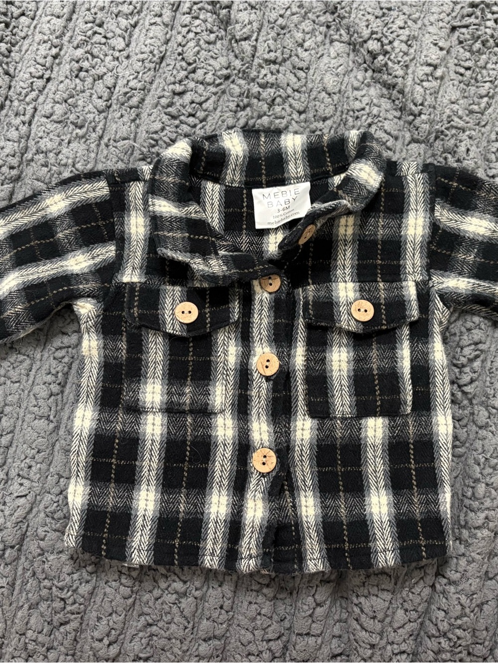 MEBIE BABY | Black & White Plaid Button Up Shirt